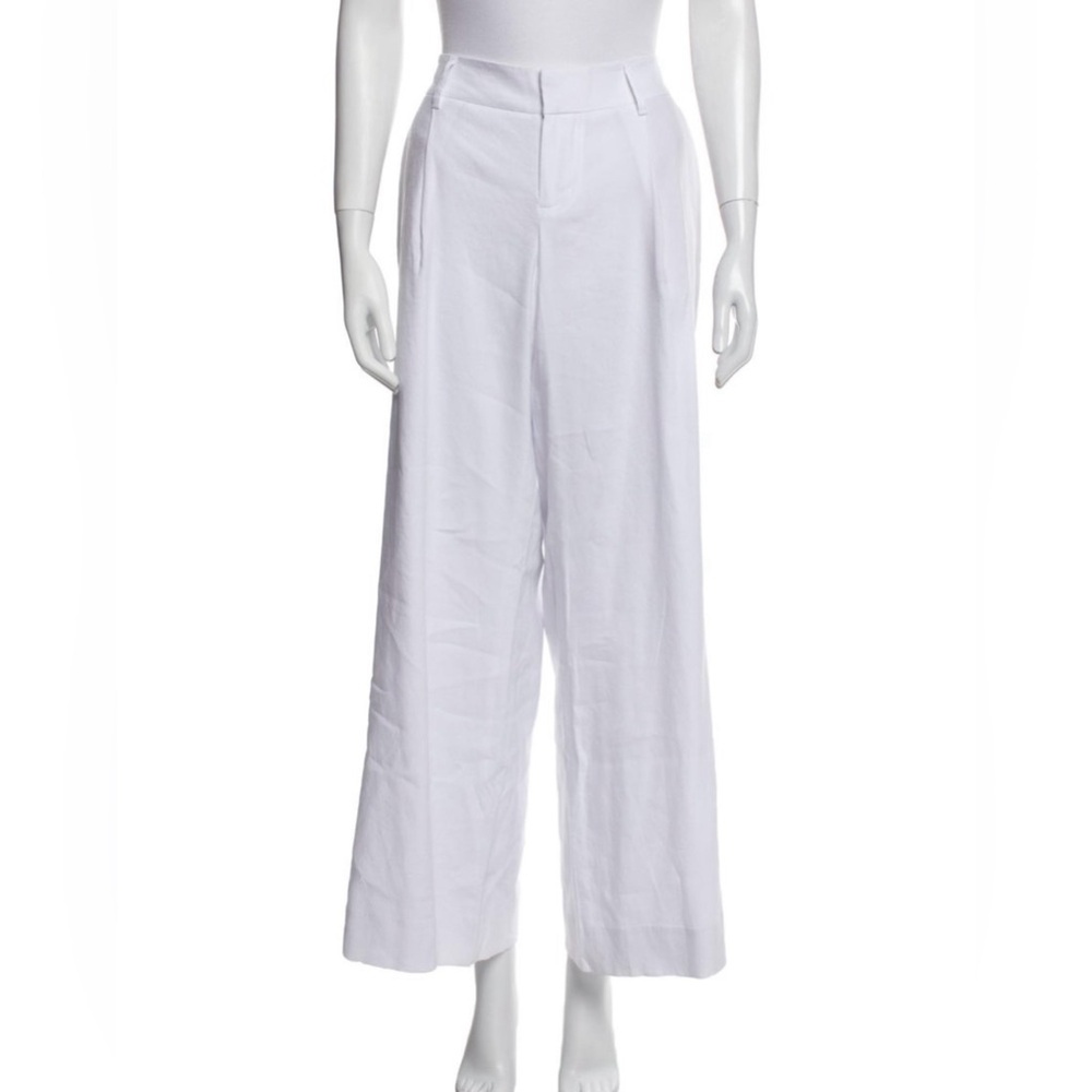Alice + Olivia White Wide-Leg Linen Pants
